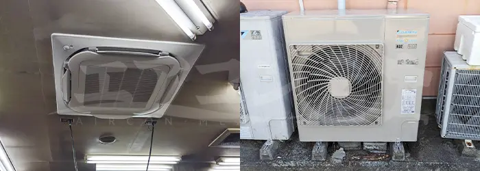 天井カセット形 ラウンドフロー 3馬力 入れ替え工事