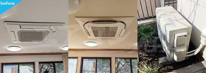 天井カセット形 ラウンドフロー 2.5馬力 入れ替え工事