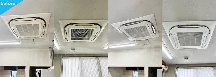 東京都江戸川区瑞江 ごみ収集会社 天井カセット形4方向 更新工事
